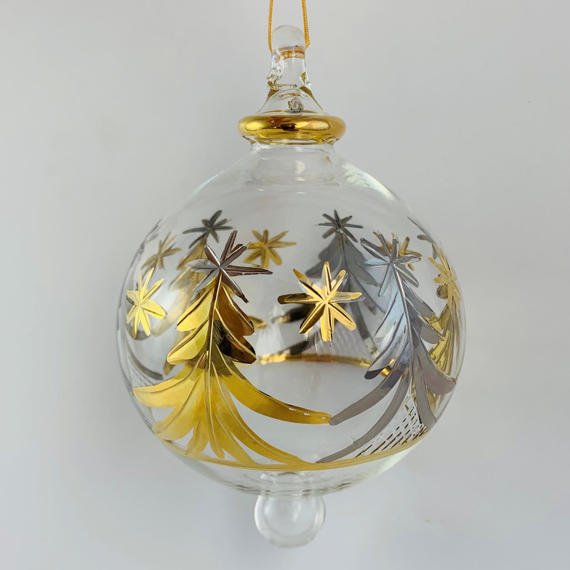 Blown Glass Ornament - Christmas Silver & Gold