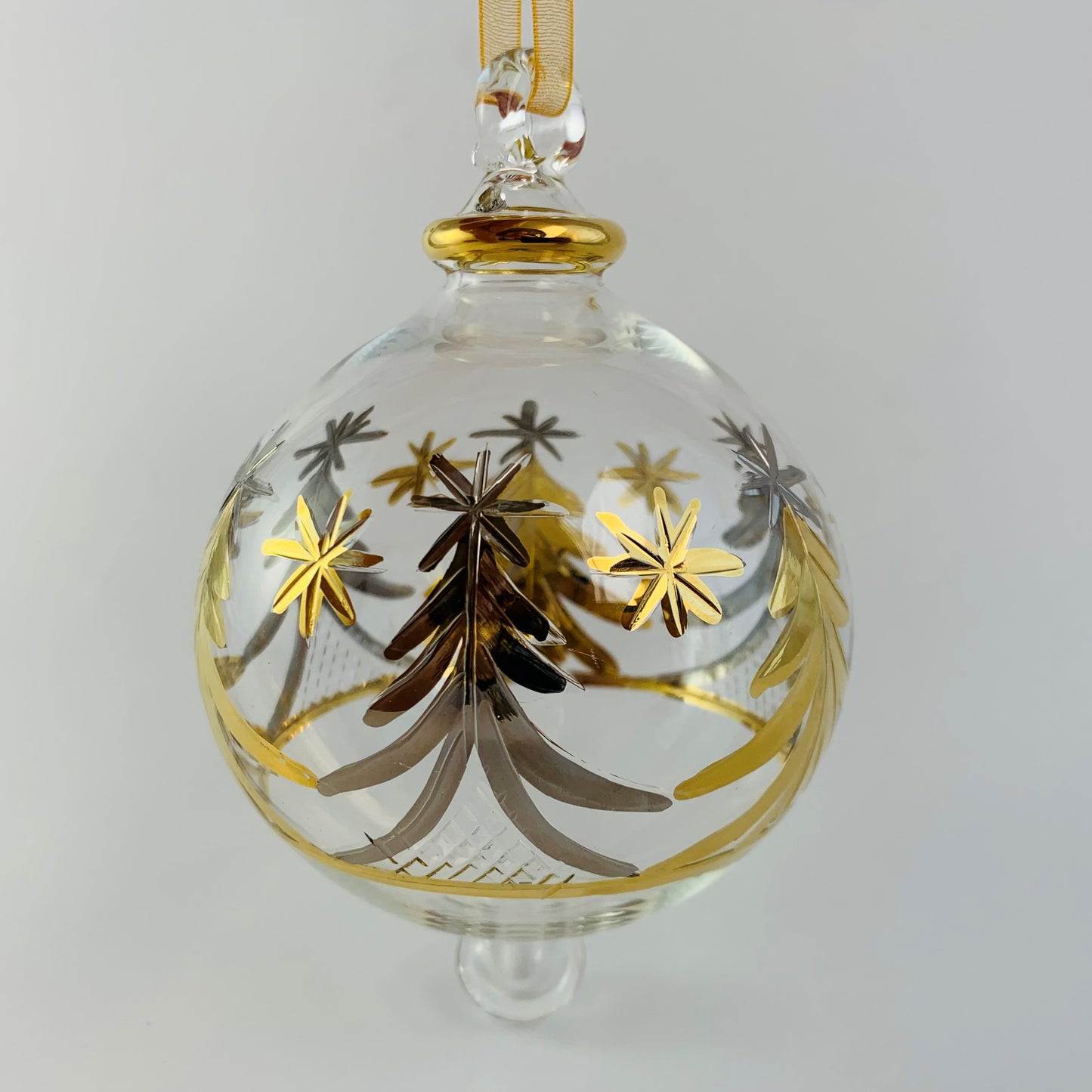 Blown Glass Ornament - Christmas Silver & Gold