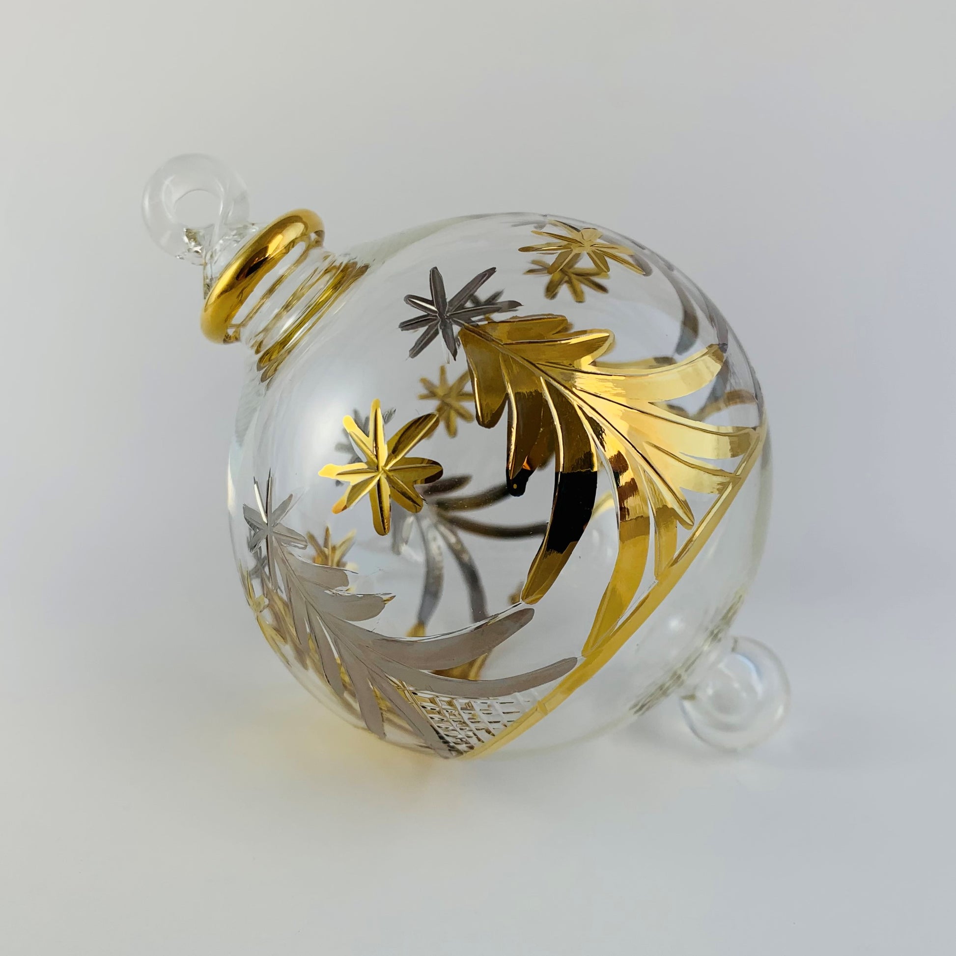 Blown Glass Ornament - Christmas Silver & Gold