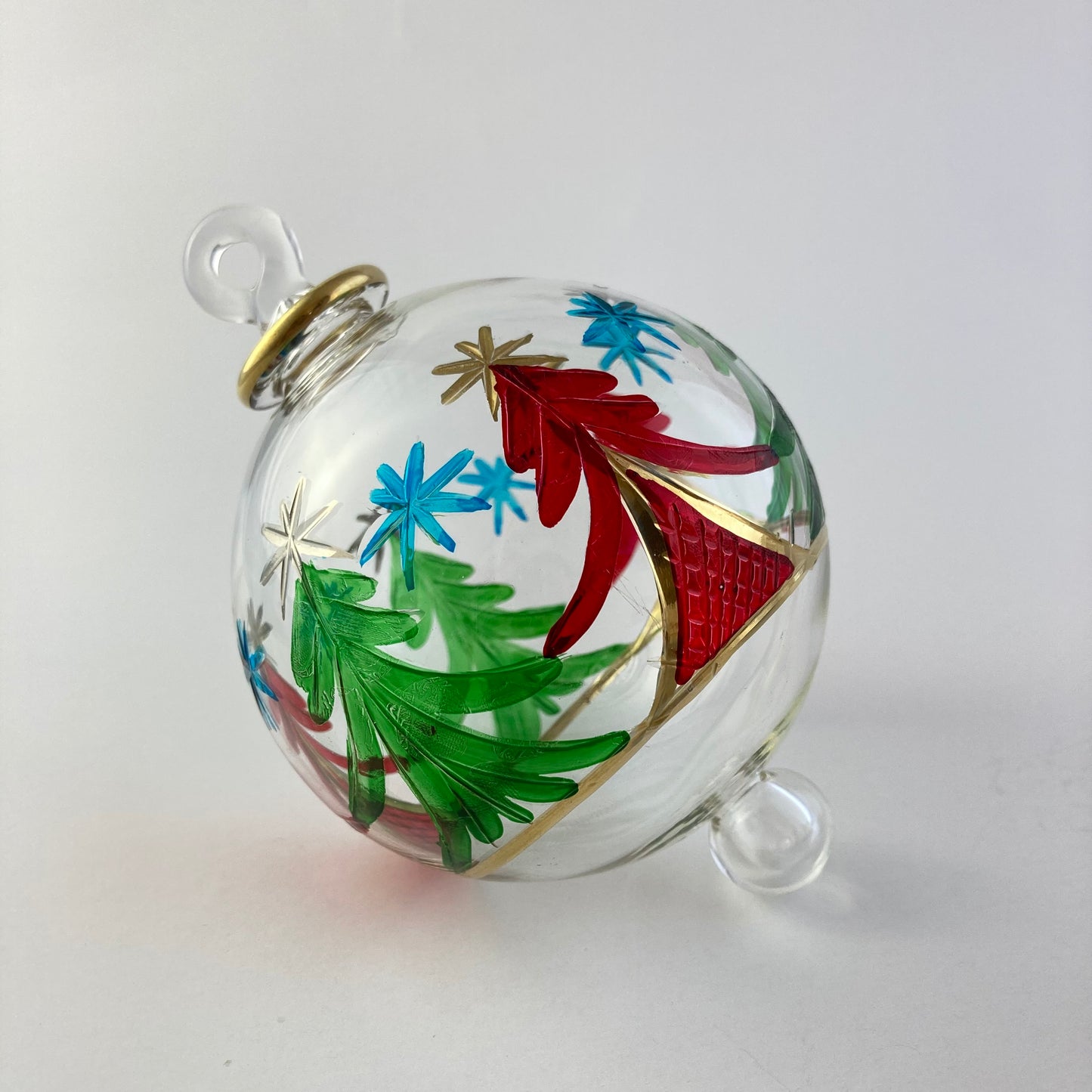 Blown Glass Ornament - Christmas Trees Red and Green