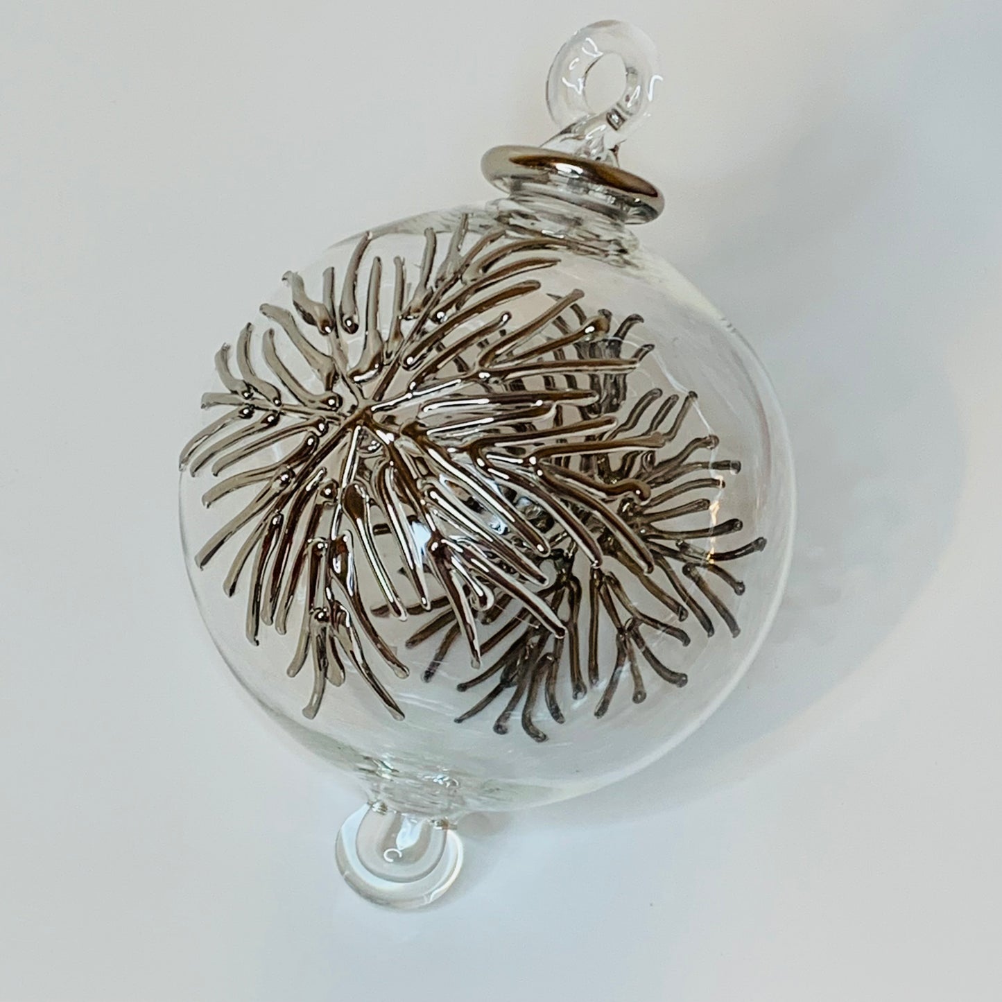 Blown Glass Ornament - Frozen Silver