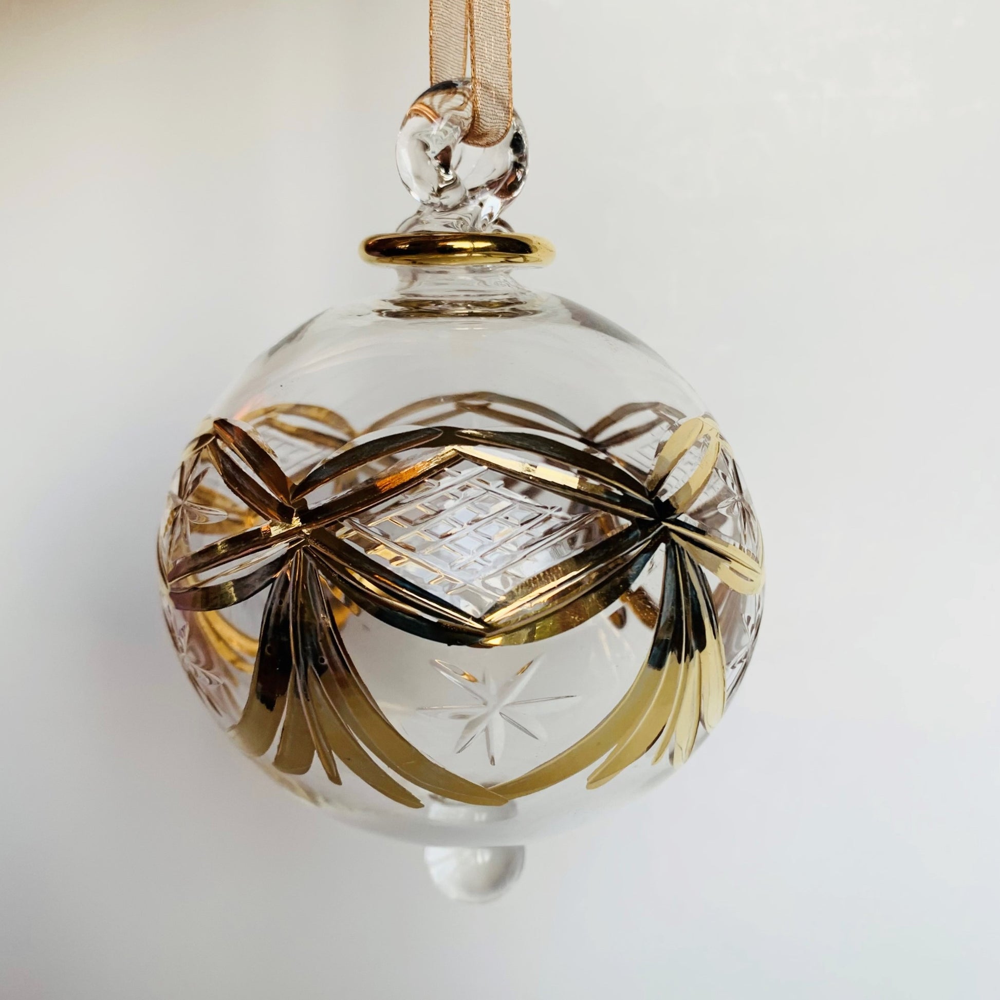 Ethically Sourced Blown Glass Ornament - Gold Garland