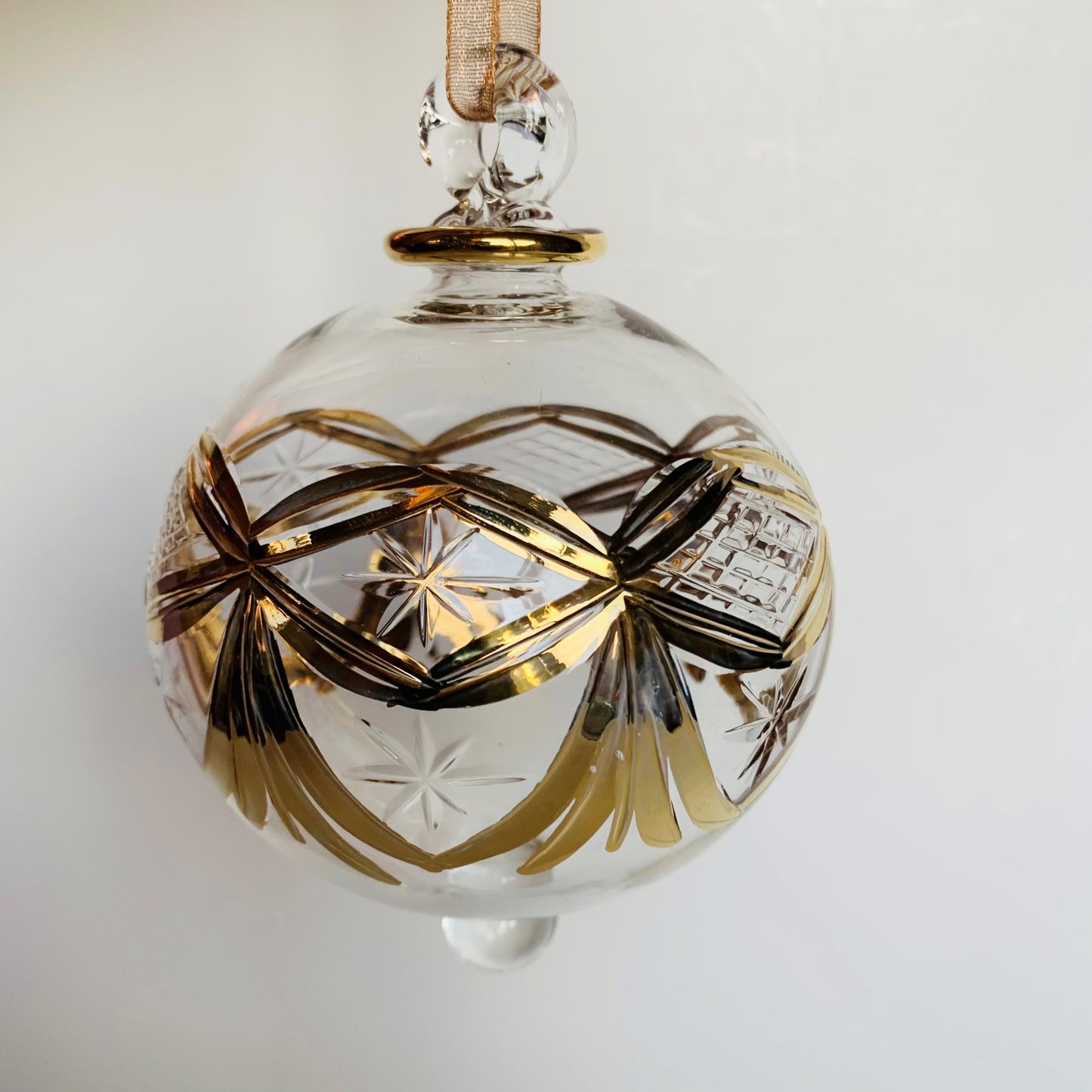 Ethically Sourced Blown Glass Ornament - Gold Garland