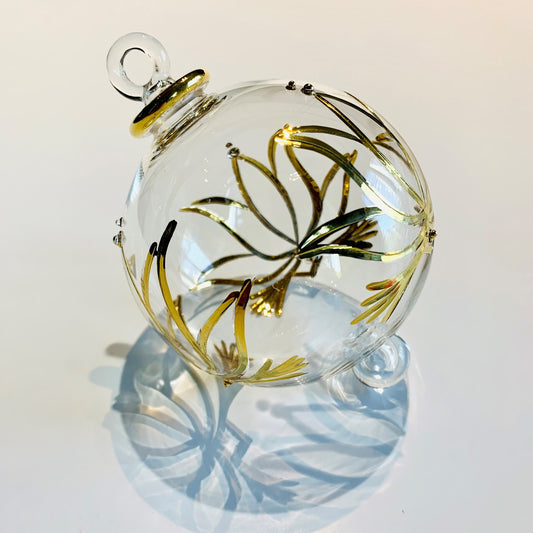 Blown Glass Ornament - Gold Lotus