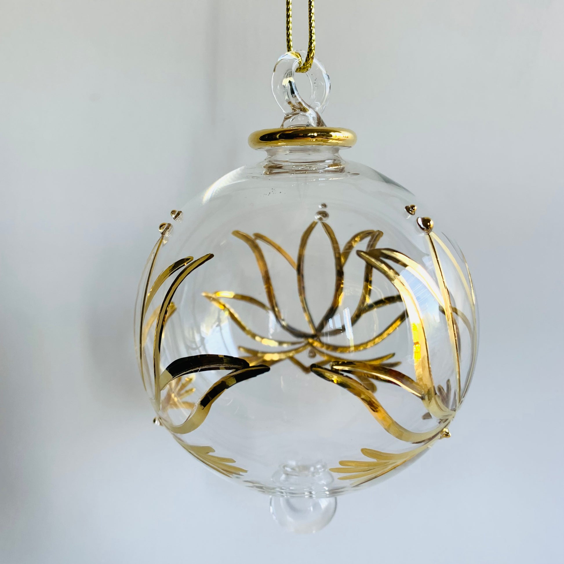 Blown Glass Ornament - Gold Lotus
