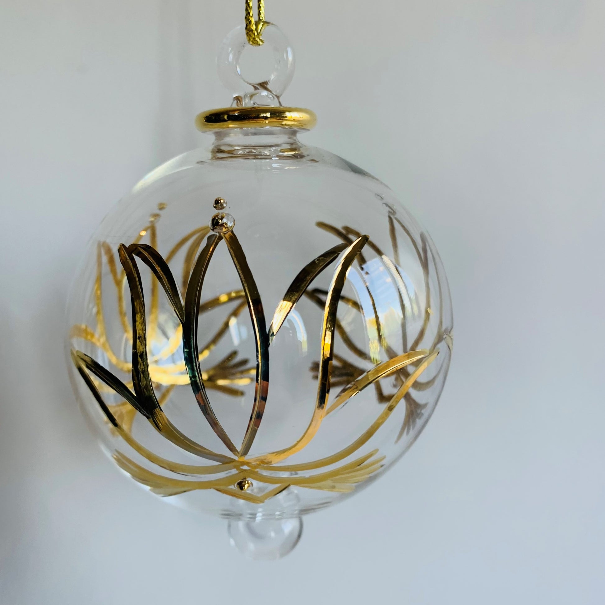 Blown Glass Ornament - Gold Lotus