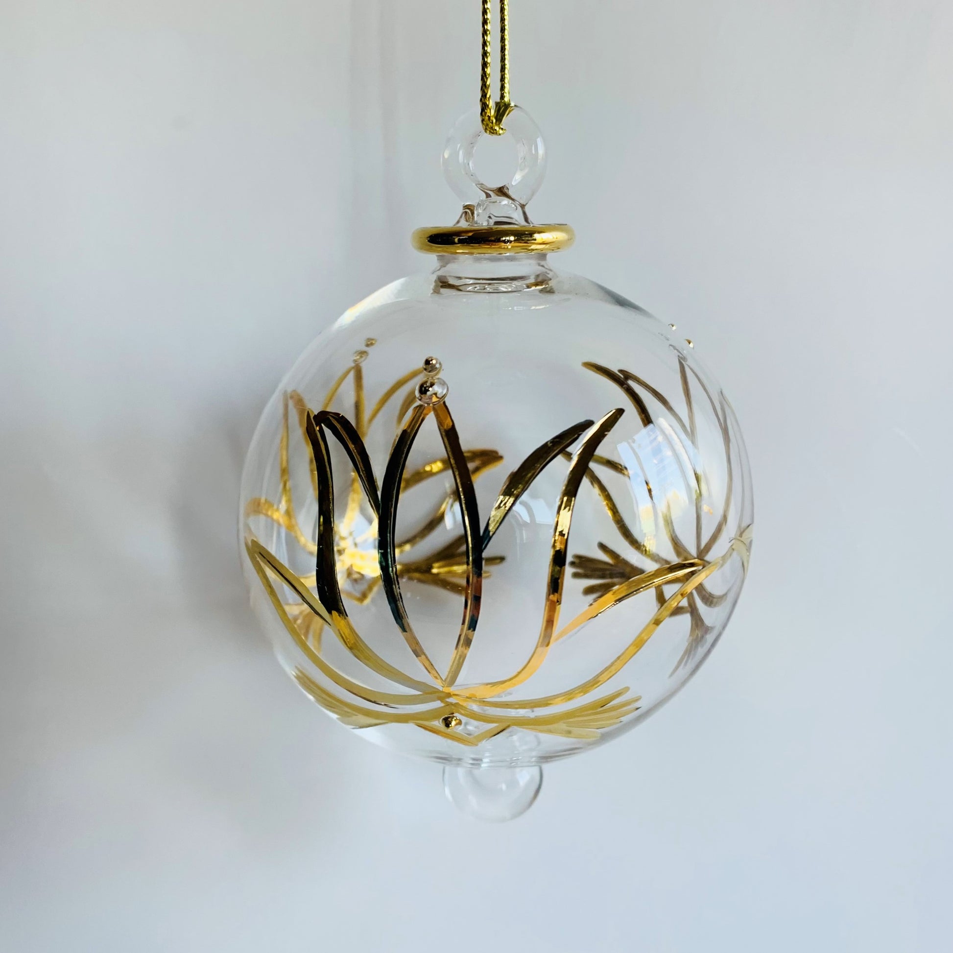Blown Glass Ornament - Gold Lotus