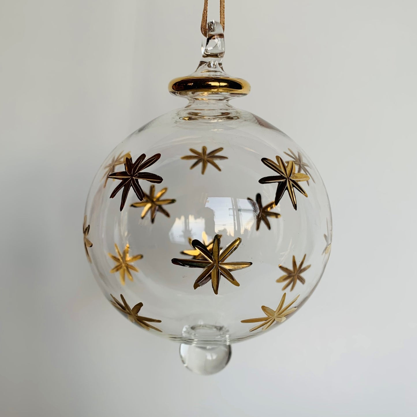 Blown Glass Christmas Ornament - Gold Stars