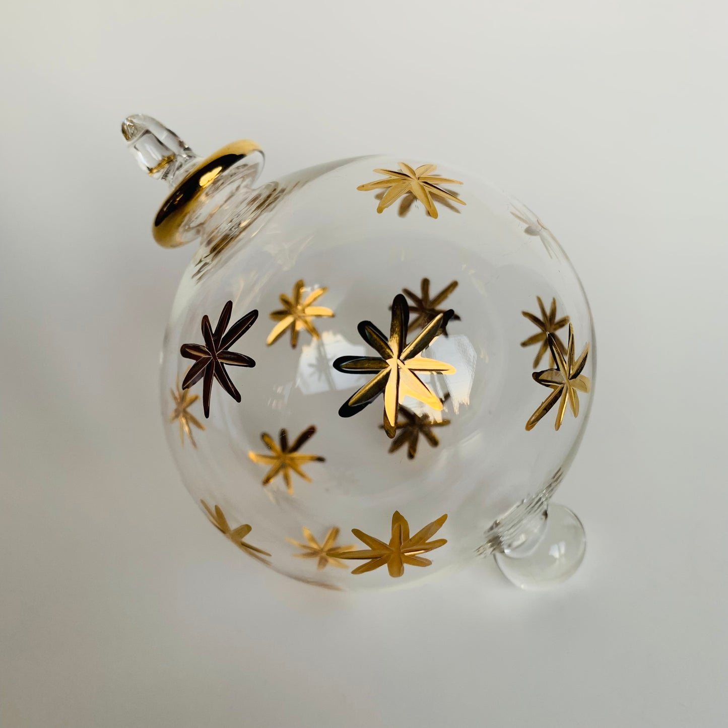 Blown Glass Christmas Ornament - Gold Stars