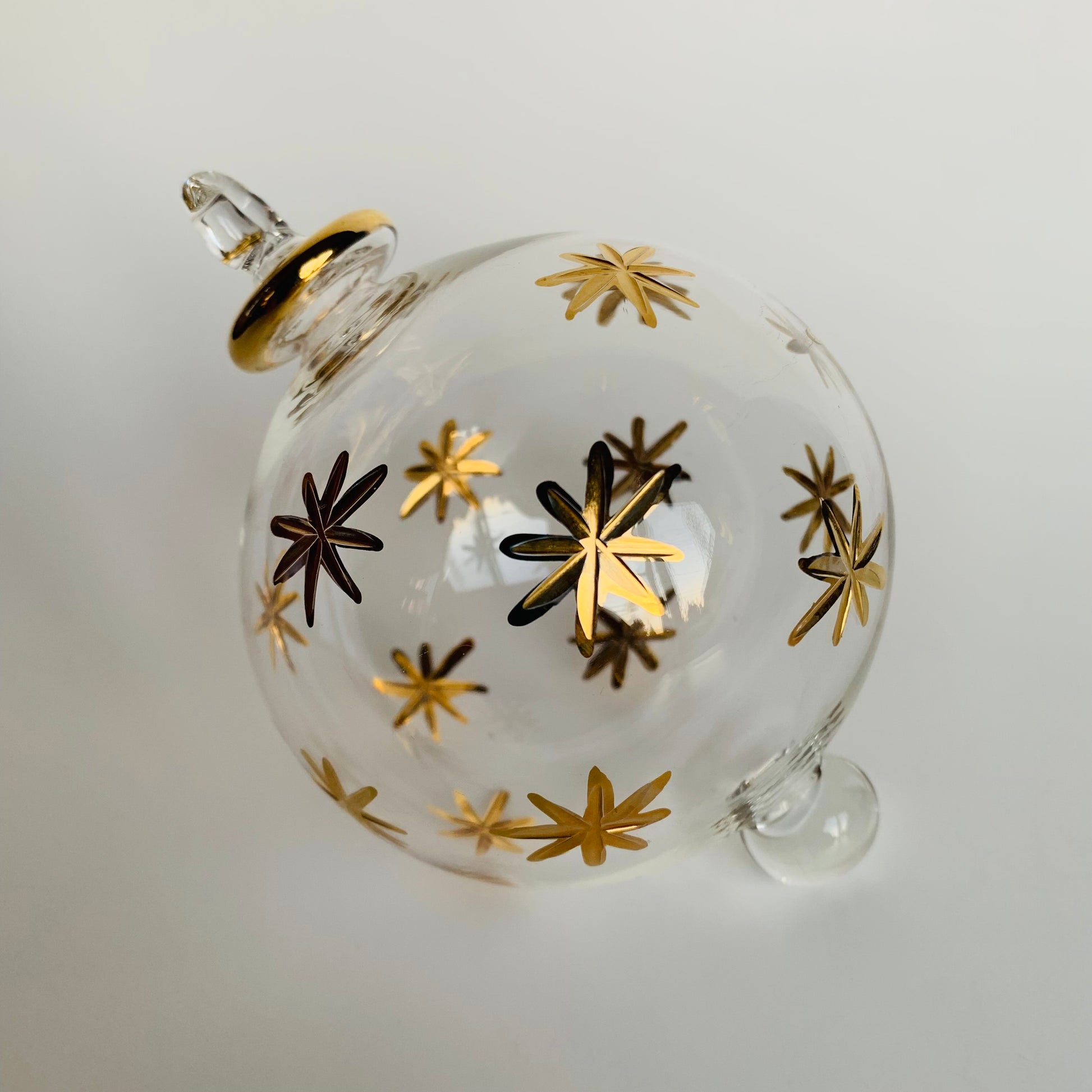 Blown Glass Christmas Ornament - Gold Stars