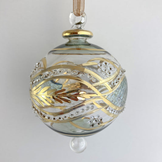 Blown Glass Ornament - Green Garland