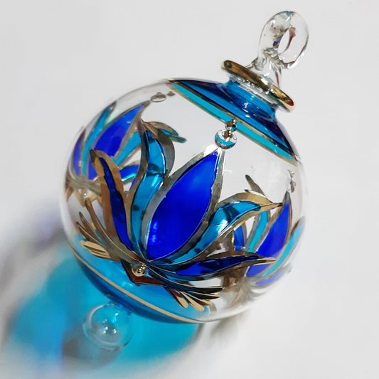 Blown Glass Ornament - Blue Lotus