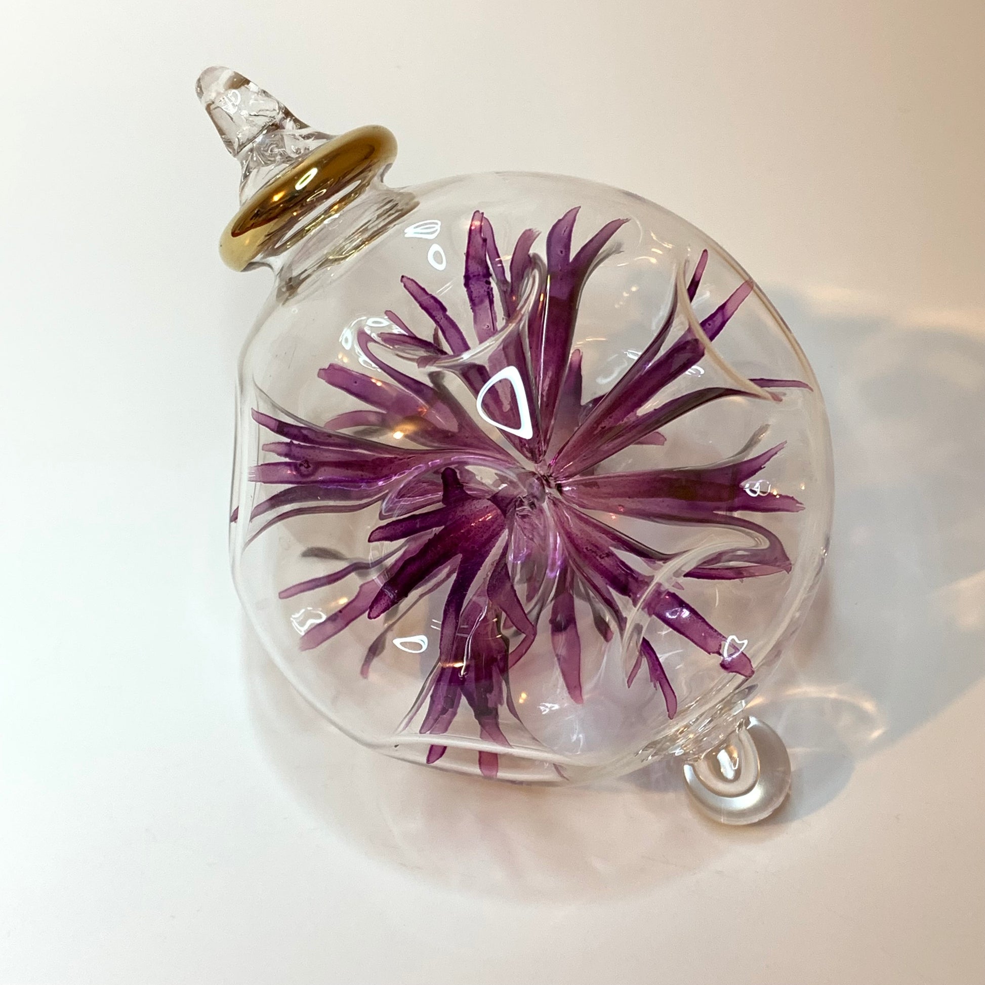 Blown Glass Ornament - Blossoms Mauve