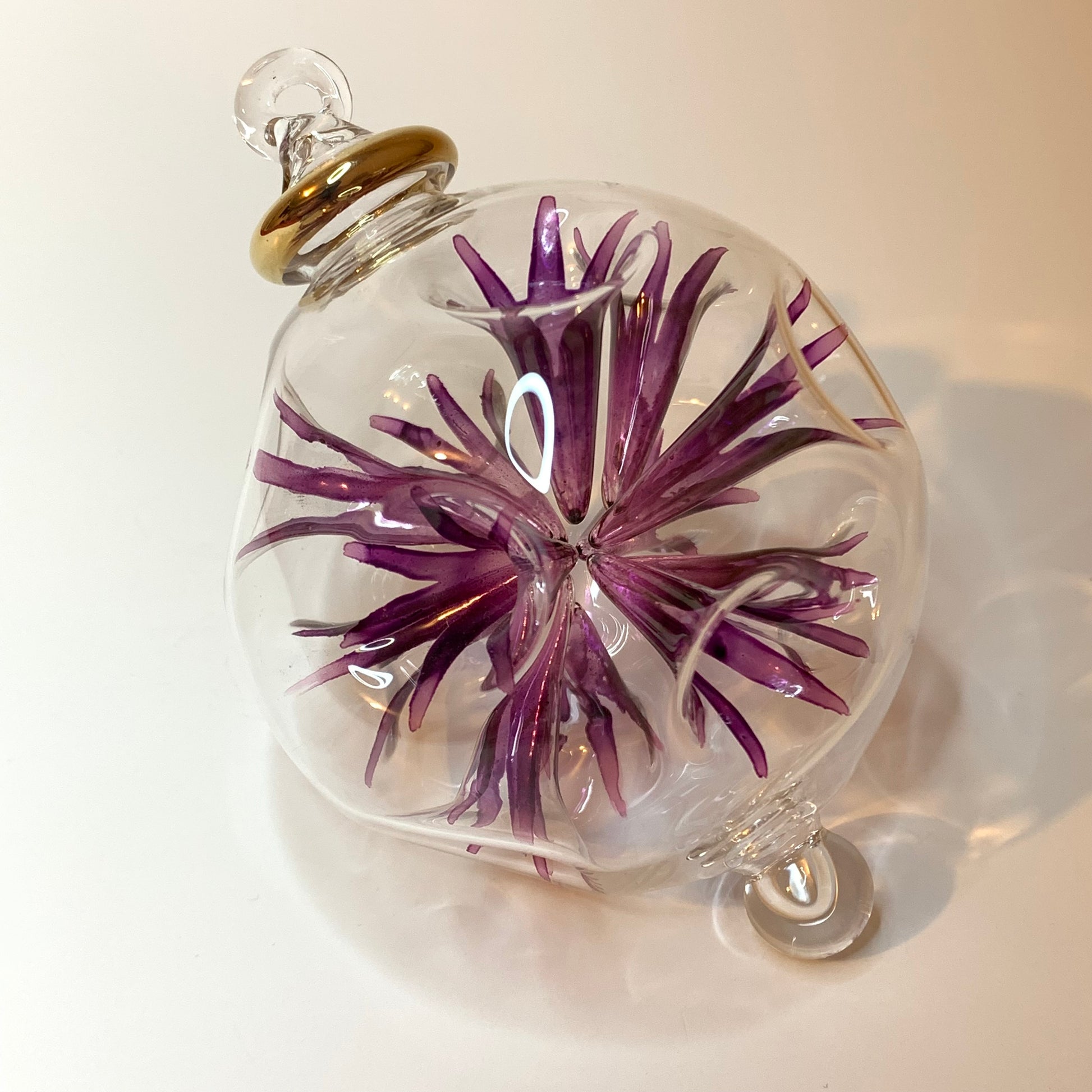 Blown Glass Ornament - Blossoms Mauve