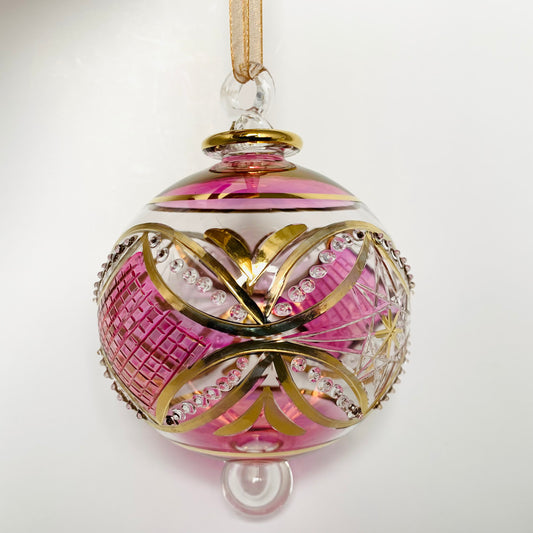 Blown Glass Ornament - Pink Carousel