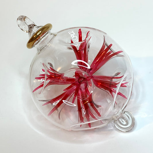 Blown Glass Ornament - Blossoms Red