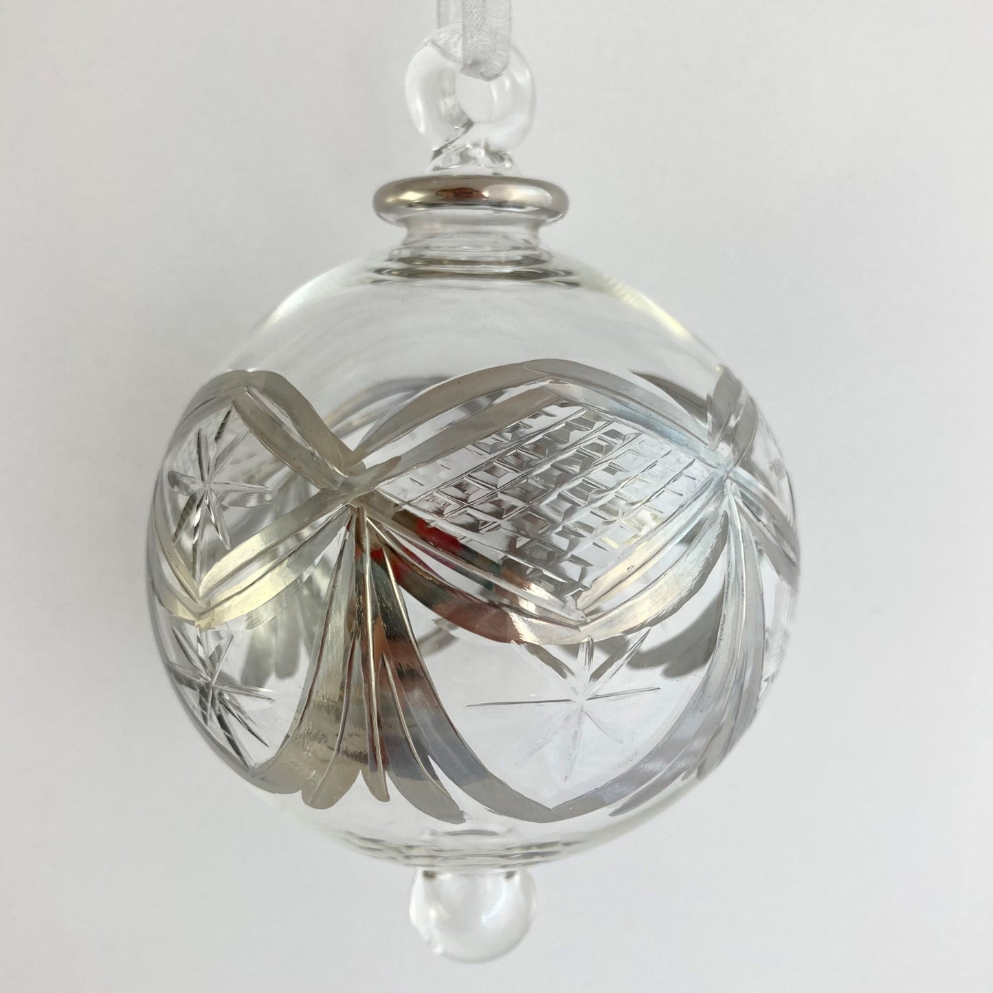 Blown Glass Ornament - Silver Garland