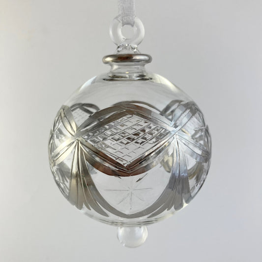 Blown Glass Ornament - Silver Garland