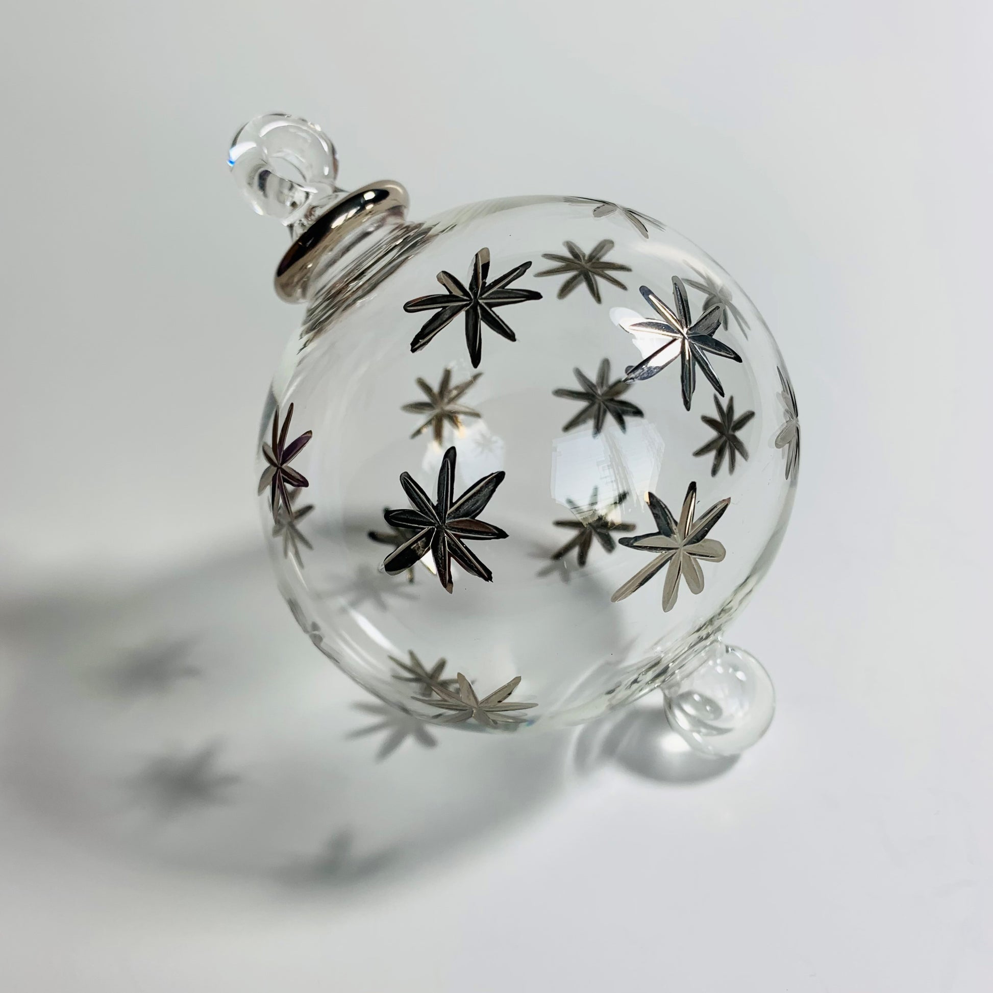 Blown Glass Ornament - Silver Stars