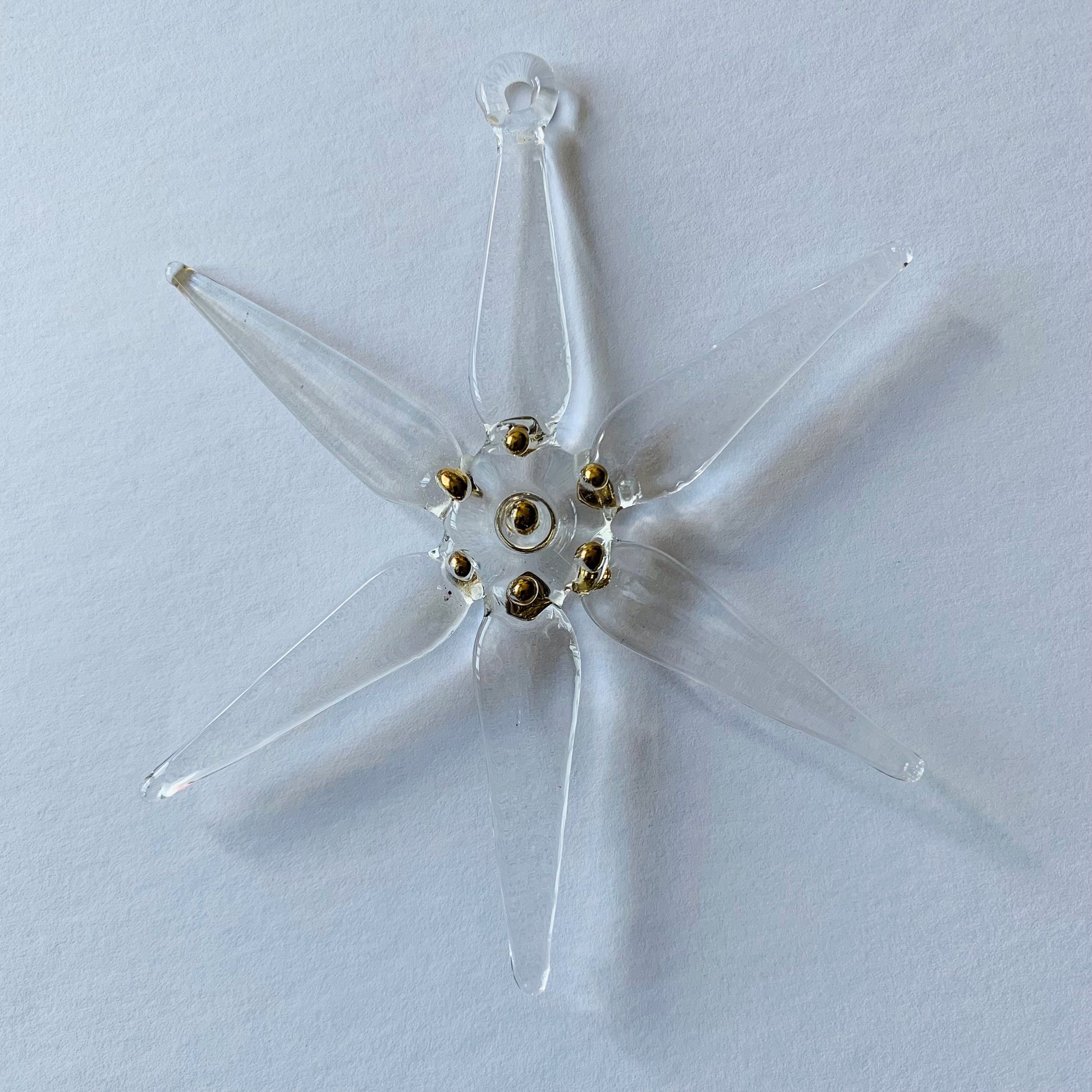 Blown Glass Ornament - Snow Flake: Clear