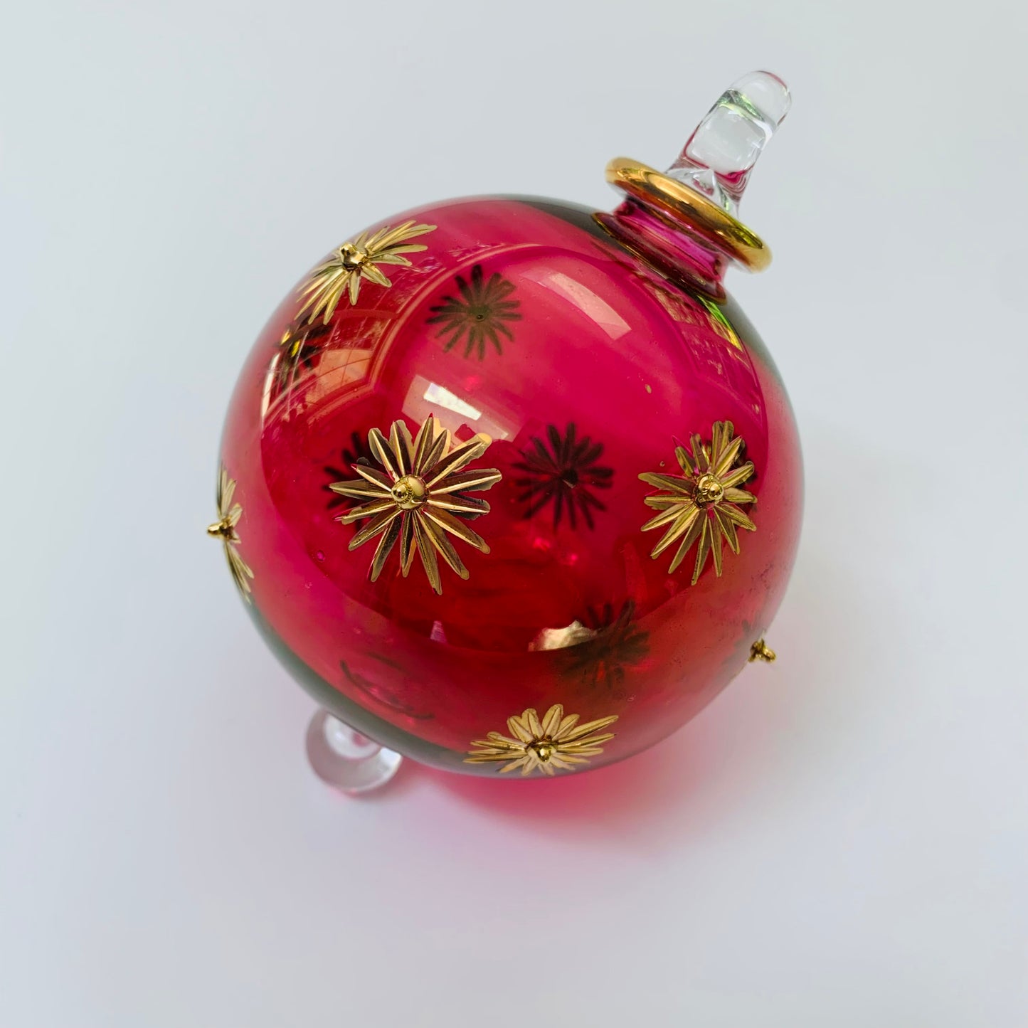 Blown Glass Ornament - Starry Red Sky