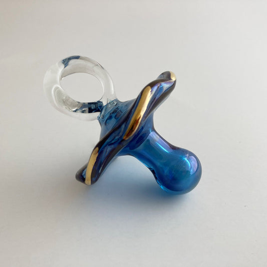 Fair Trade Blown Glass Ornament - Pacifier: Blue
