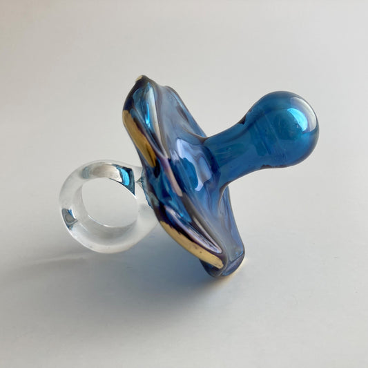 Fair Trade Blown Glass Ornament - Pacifier: Blue