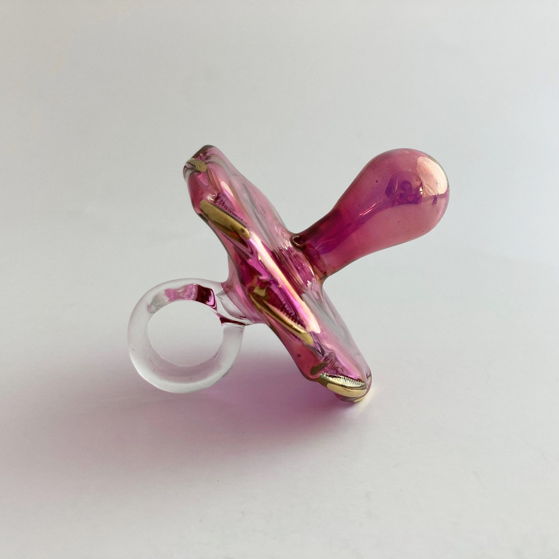 Fair Trade Blown Glass Ornament - Pacifier: Pink