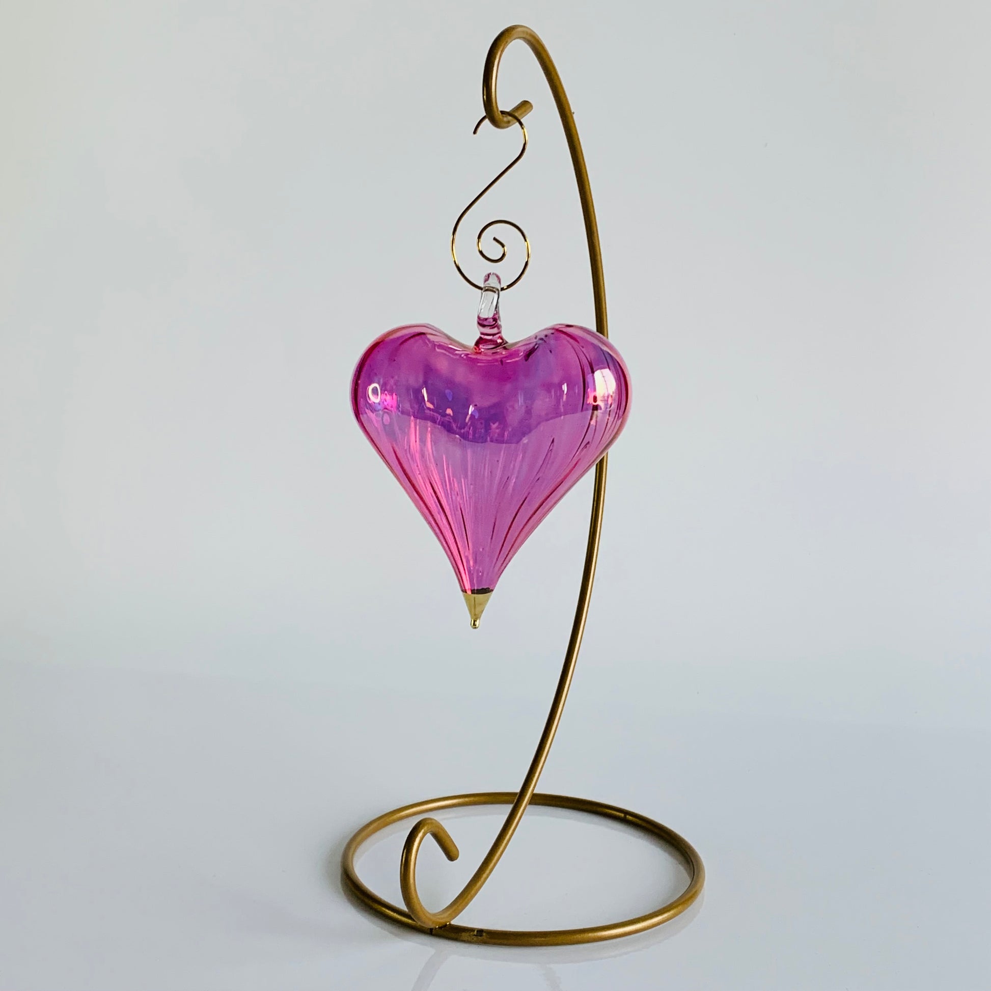 Blown Glass Ornament - Heart: Pink