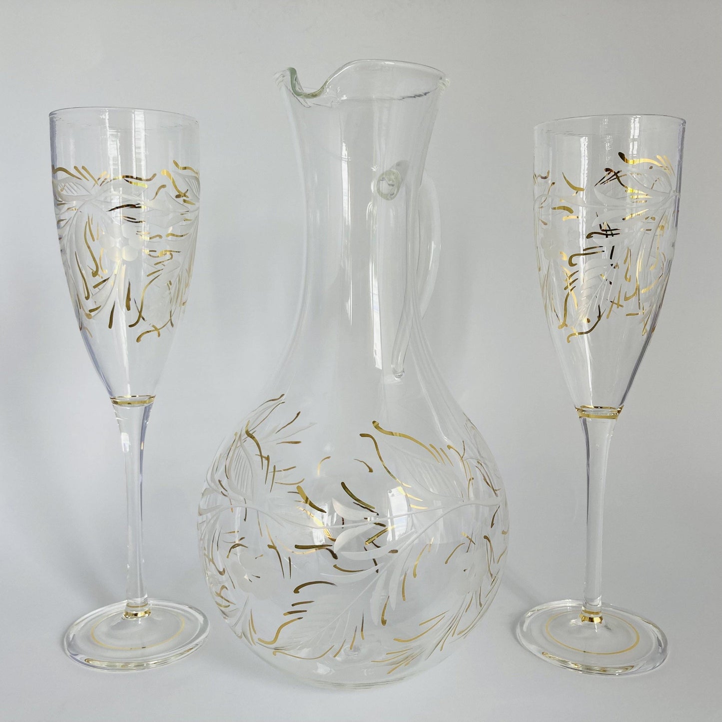 Blown Glass Champagne Flute - Delicate Flowers