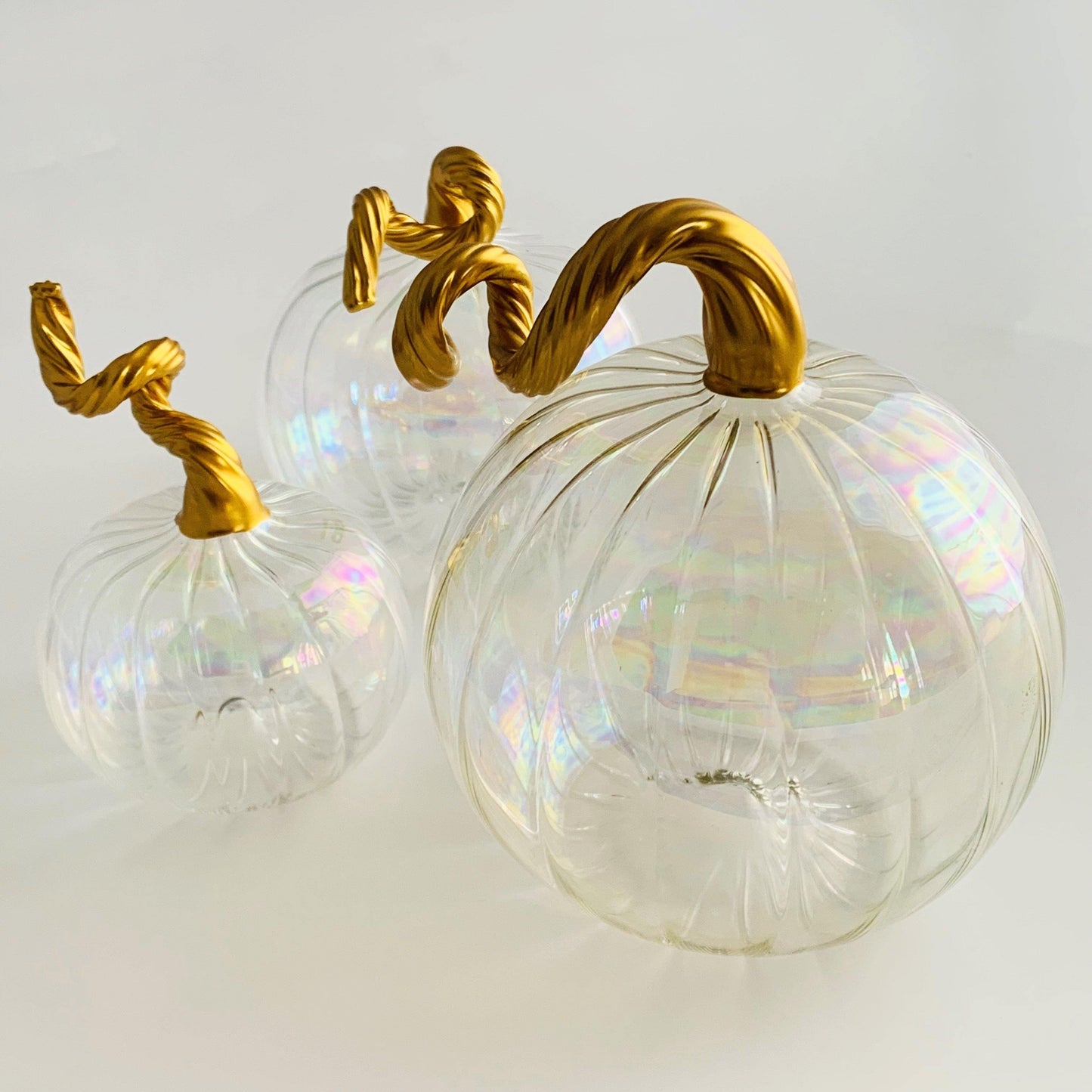 Blown Glass - Tabletop Pumpkin with Gold