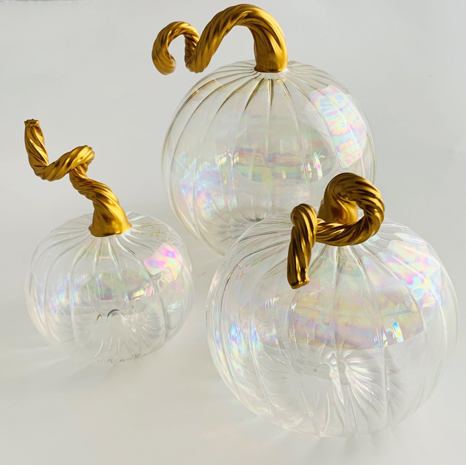 Blown Glass - Tabletop Pumpkin with Gold
