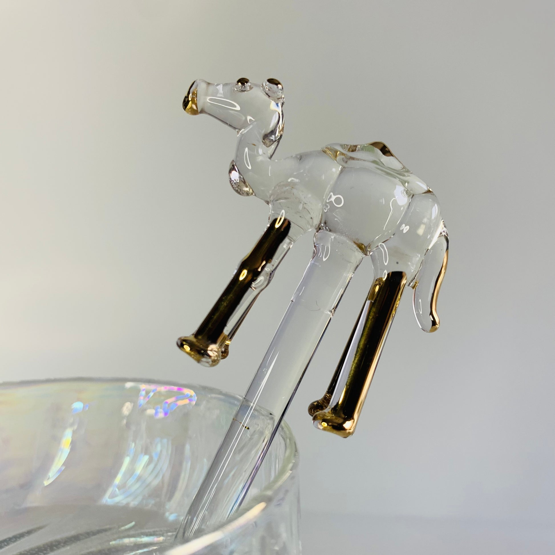 Blown Glass Cocktail Stirrer - Camel