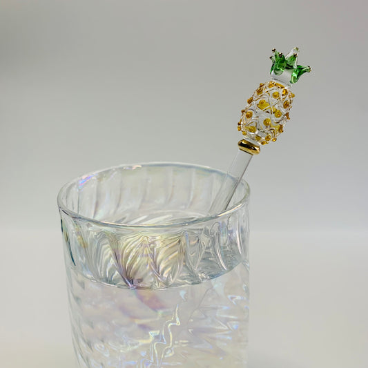 Blown Glass Cocktail Stirrer - Pineapple