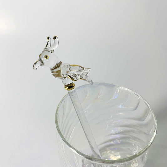 Blown Glass Cocktail Stirrer - Parrot