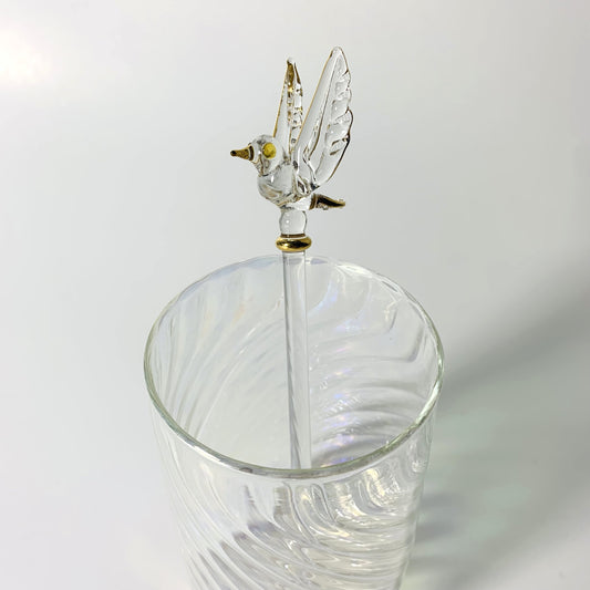 Blown Glass Cocktail Stirrer - Pigeon