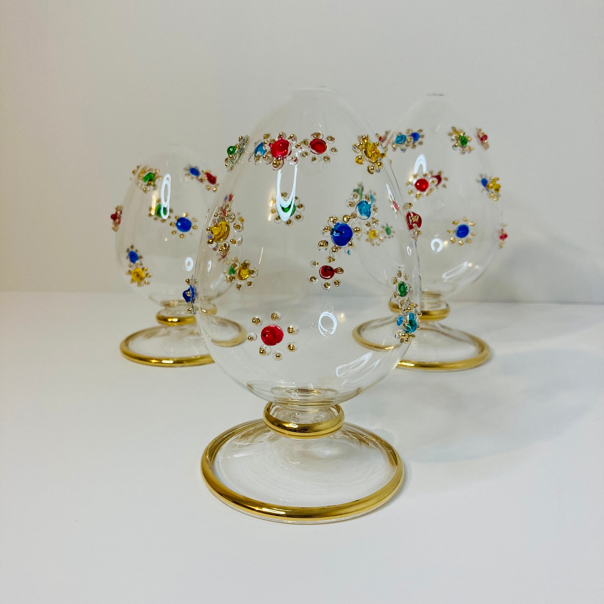 Blown Glass Tabletop Egg - Colored Gems