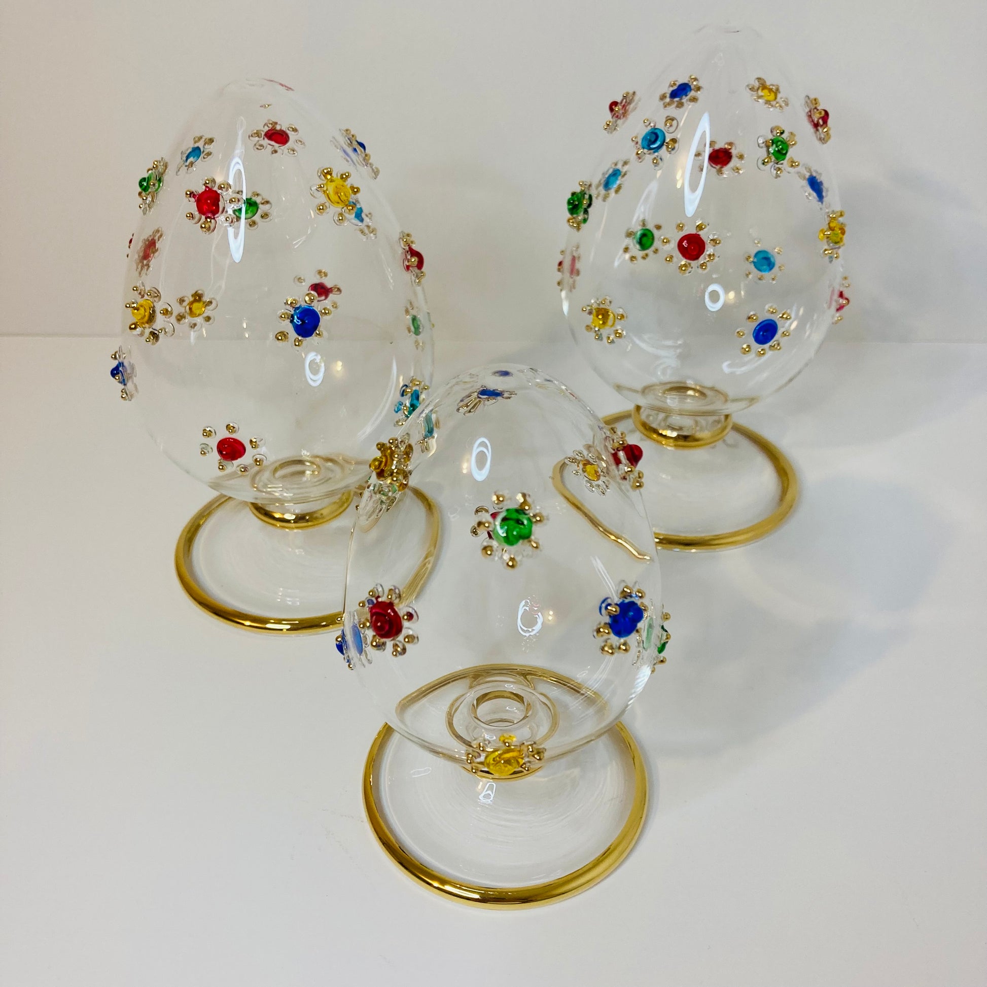 Blown Glass Tabletop Egg - Colored Gems