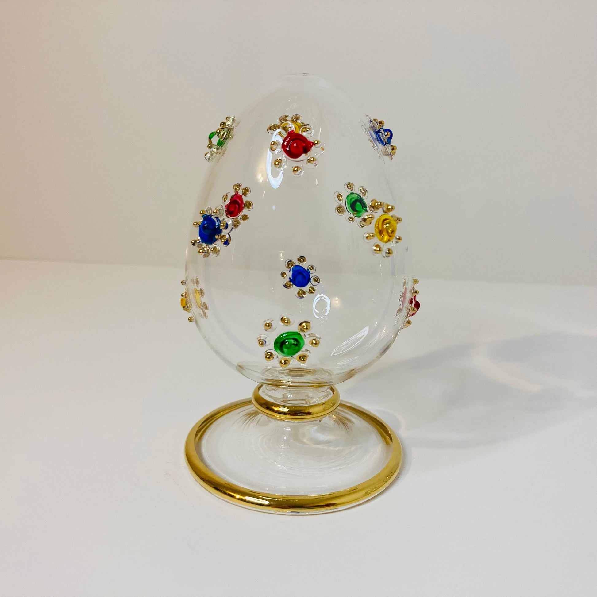 Blown Glass Tabletop Egg - Colored Gems