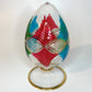 Blown Glass Tabletop Egg - Palm Leaves Red, Green & Blue