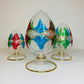 Blown Glass Tabletop Egg - Palm Leaves Red, Green & Blue