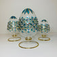 Blown Glass Tabletop Egg - Turquoise Stars