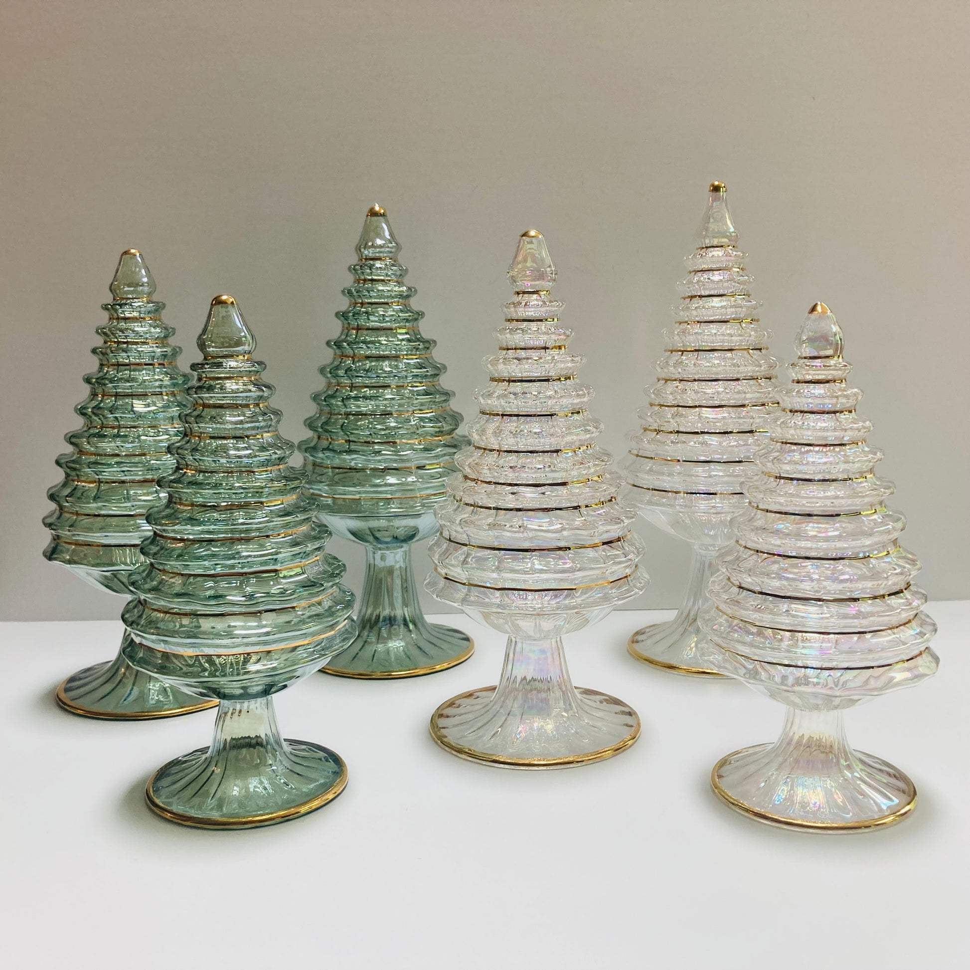 Blown Glass Tabletop Christmas Tree - White Spruce