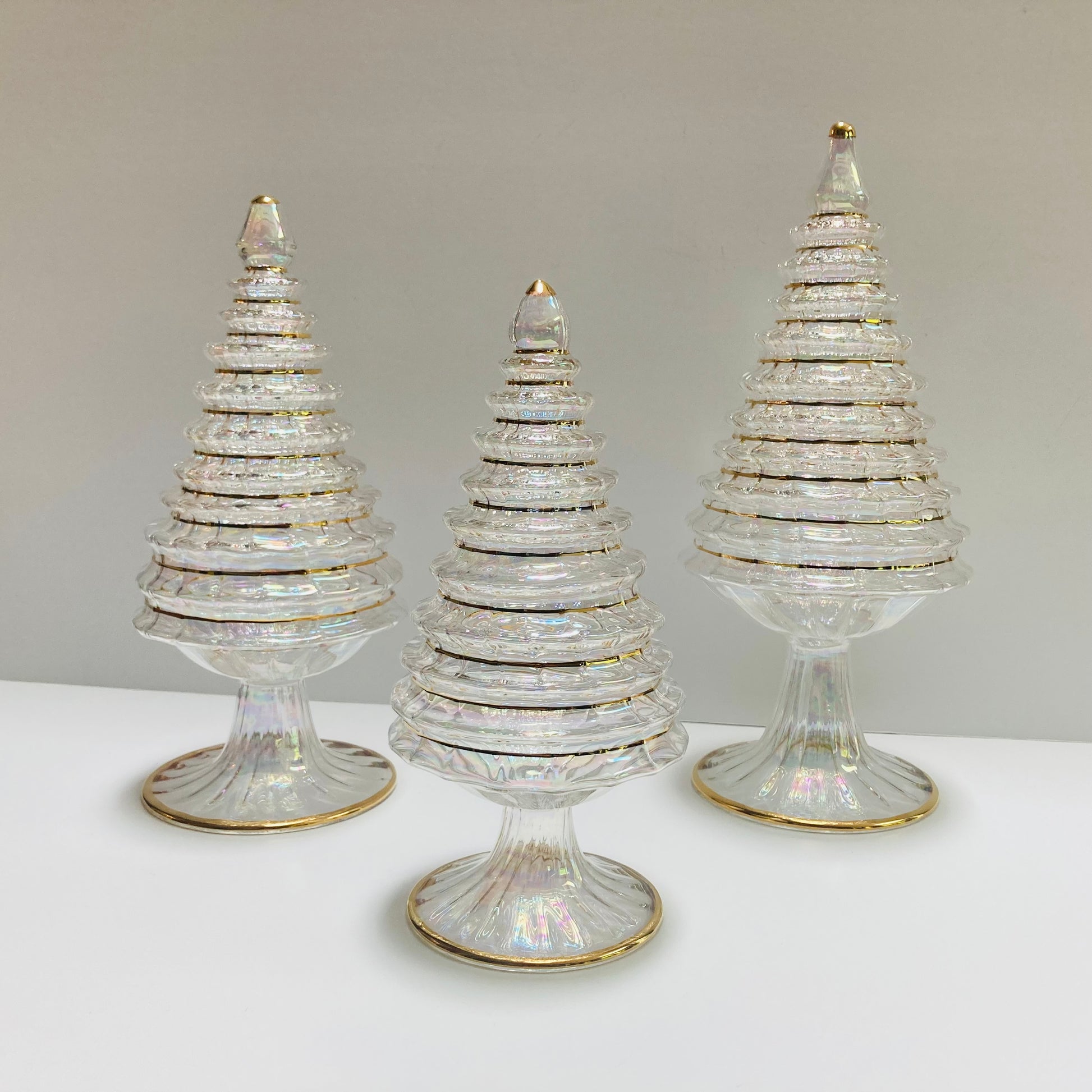 Blown Glass Tabletop Christmas Tree - White Spruce