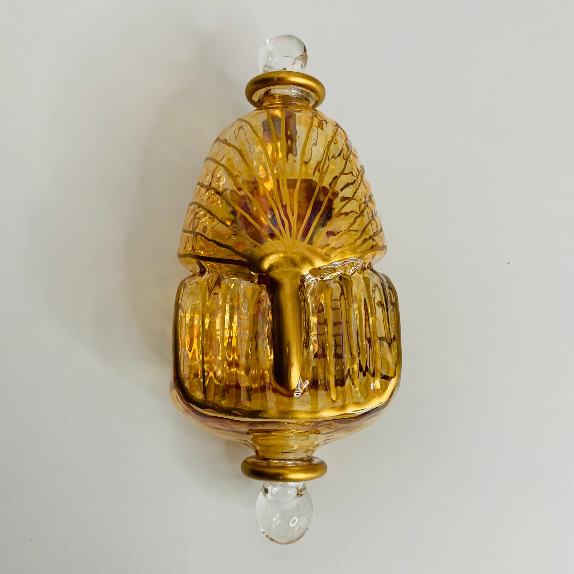Blown Glass Ornament - Mask of King Tut Gold