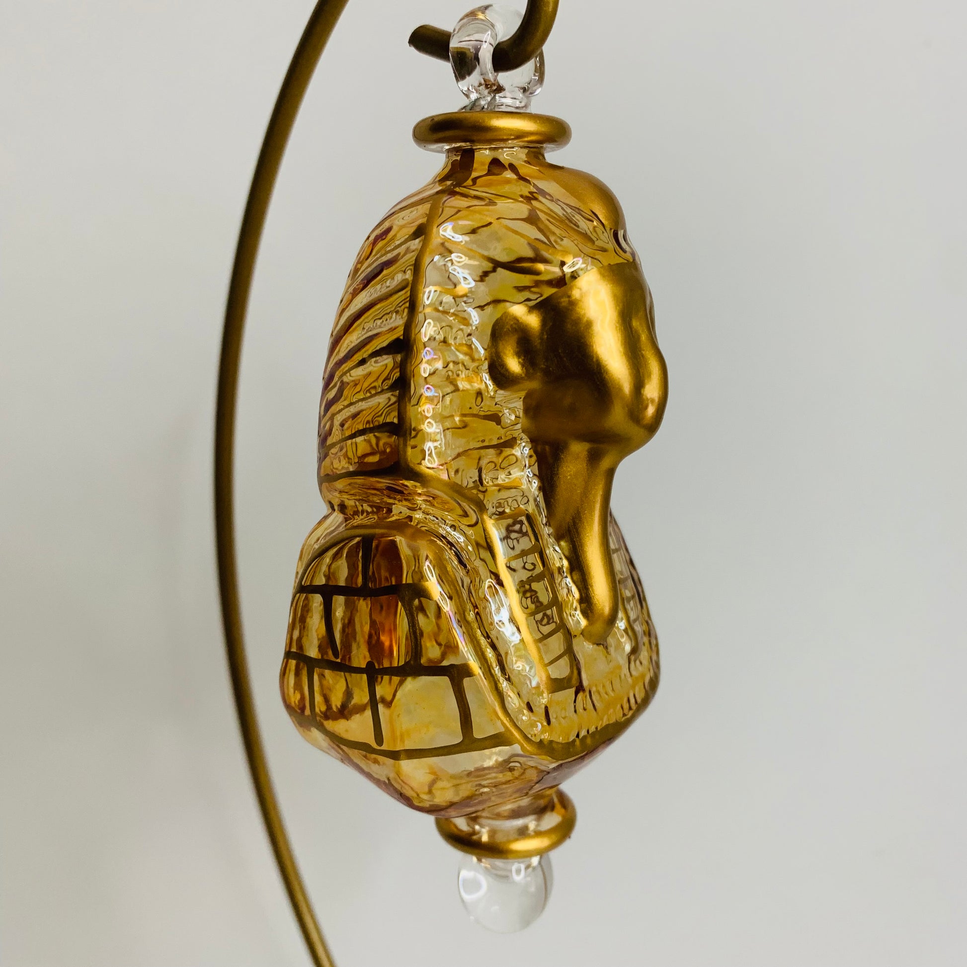 Blown Glass Ornament - Mask of King Tut Gold