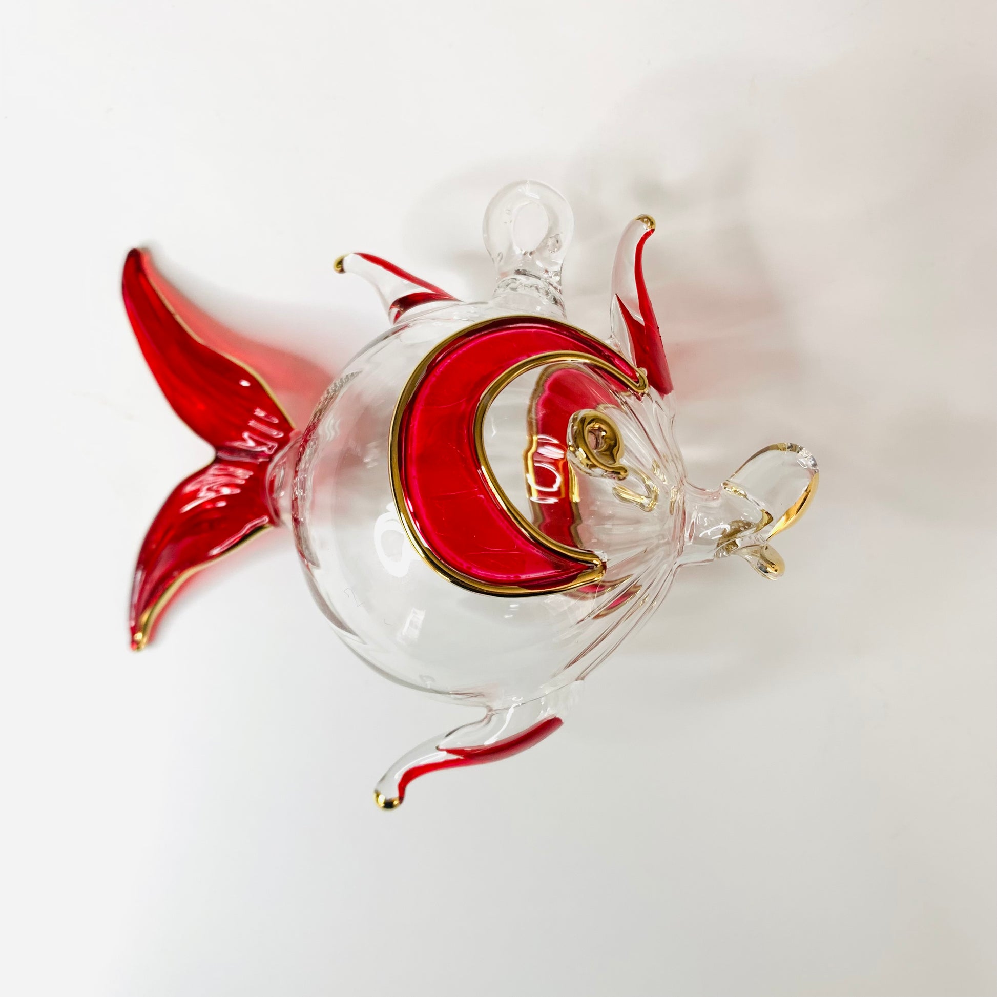 Blown Glass Ornament - Balloon Fish Red