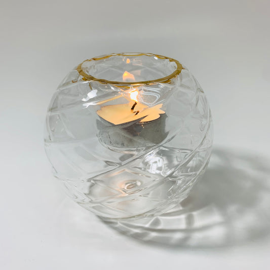 Blown Glass Candle Holder - Harlequin Clear