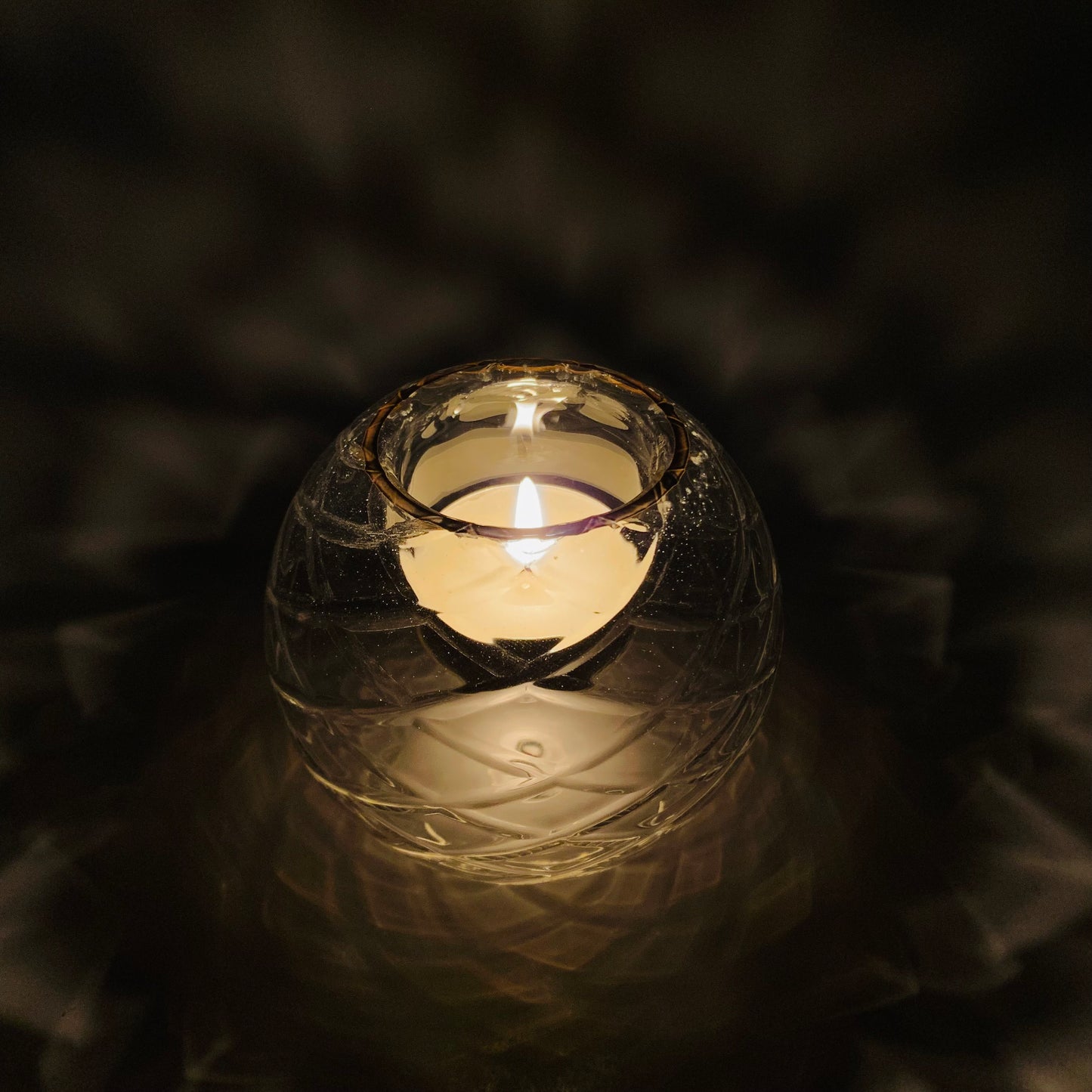 Blown Glass Candle Holder - Harlequin Clear