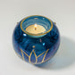 Blown Glass Candle Holder - Lotus Blue